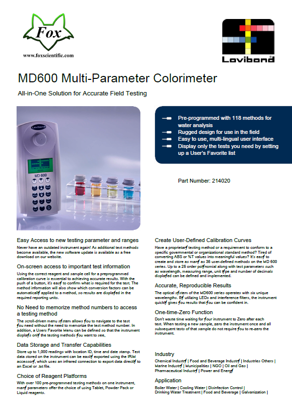 MD600 Multi-Parameter Colorimeter